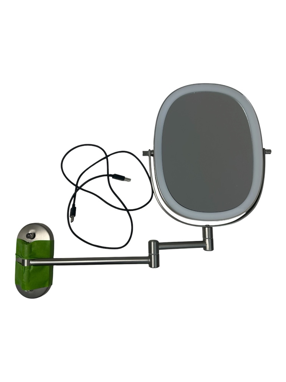 Wall-Mounted Lighted Magnified Makeup Mirror with USB Charging Cord